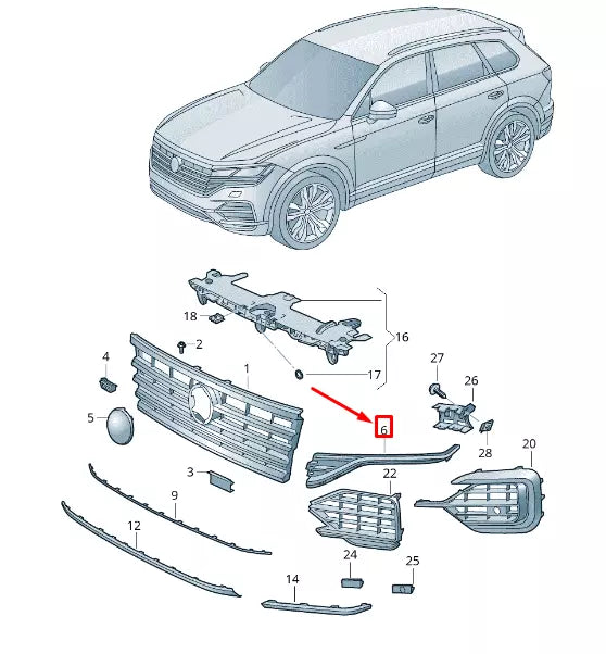 NEW VW TOUAREG CR FRONT RIGHT BUMPER PROTECTIVE GRILLE 760853598BBUS ORIGINAL