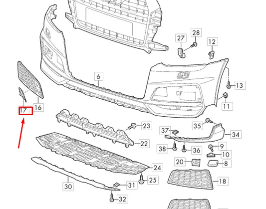 NEW AUDI Q3 8U FRONT BUMPER RIGHT TOW EYE COVER 8U0807241DT94 ORIGINAL