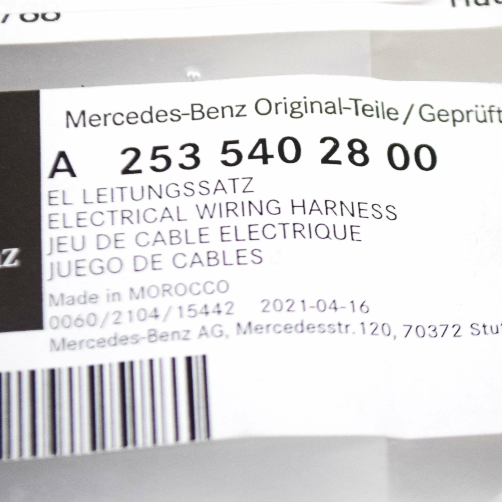 NEW MERCEDES-BENZ GLC COUPE C253 FRONT PARKING AID WIRING A2535402800 ORIGINAL