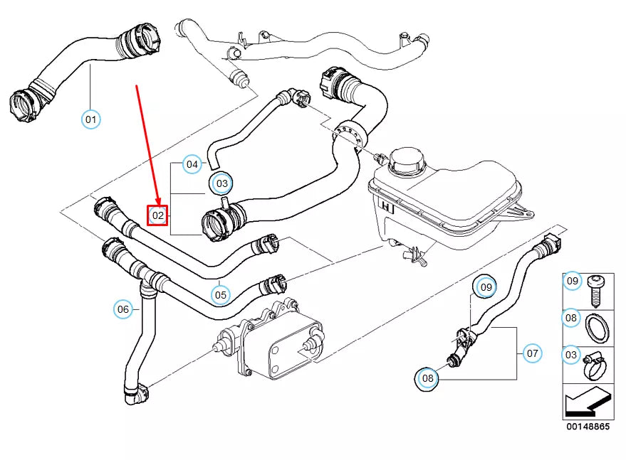 NEW BMW X3 E83 RADIATOR COOLING HOSE 11533401058 3401058 ORIGINAL