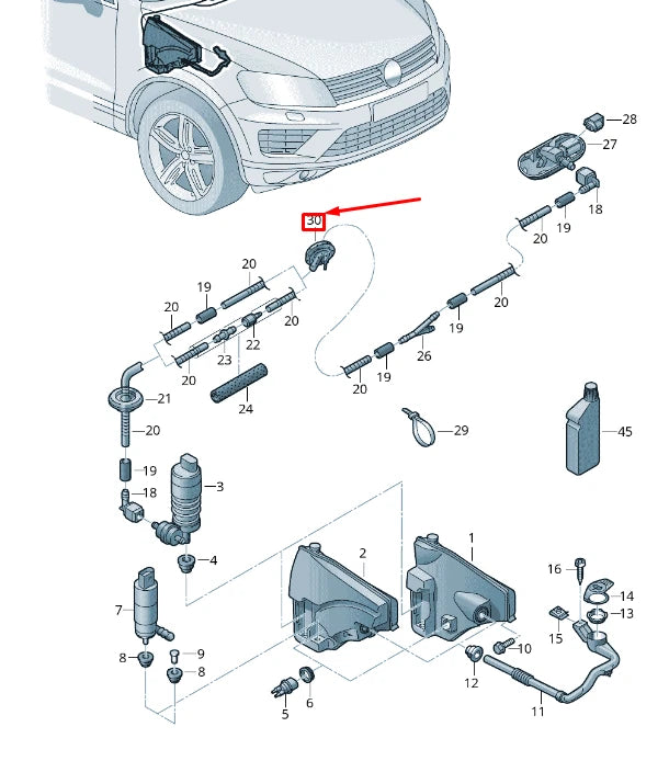 NEW VW TOUAREG 7P MK2 WINDSHIELD WASHER SYSTEM GROMMET 7M0955998