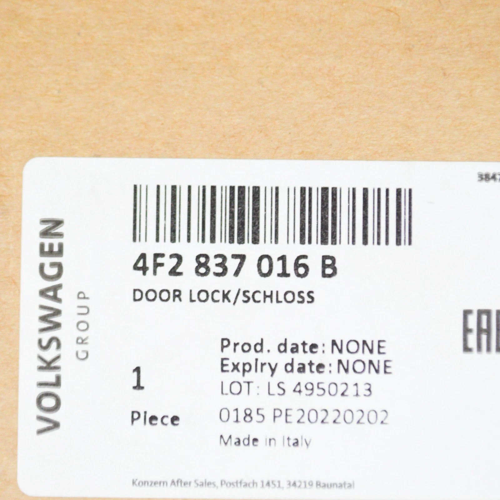 NEW AUDI A3 8P7 FRONT RIGHT DOOR LOCK SWITCH 4F2837016B ORIGINAL