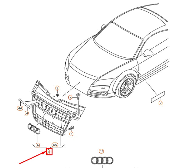 NEW AUDI TT 8J RADIATOR GRILLE 8J0853651A1QP