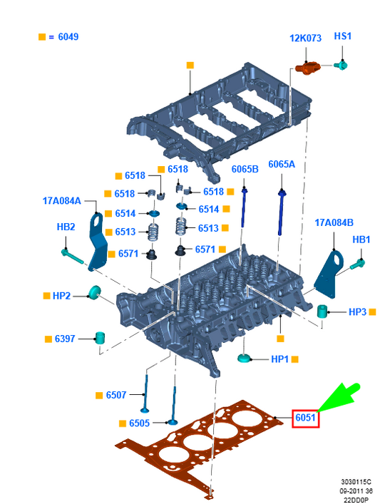 new ford transit mk4 cylinder head gasket 1776502 bk3q-6051-c1c original