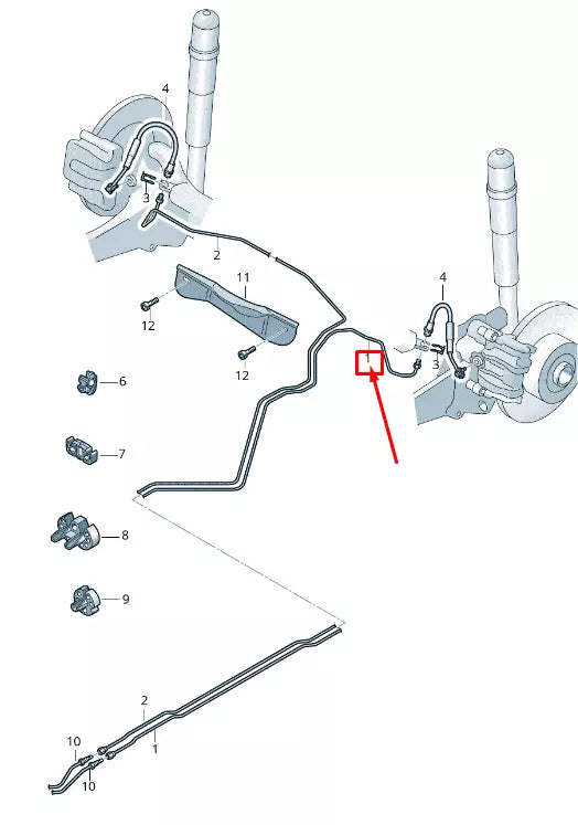 NEW AUDI TT FV BRAKE LINE FROM CONNECTING PIECE TO BRAKE HOSE 8S0614741F