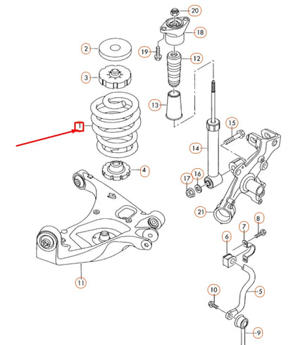 NEW AUDI A4 B7 REAR COIL SPRING 8E0511115FN ORIGINAL