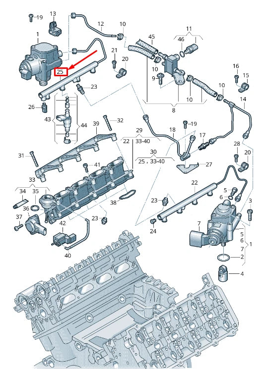 NEW AUDI Q7 4L RIGHT FUEL RAIL 079133316BC ORIGINAL