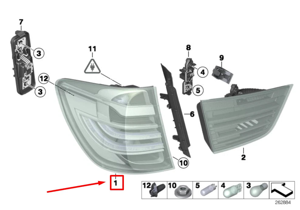 NEW BMW X3 F25 REAR RIGHT TAILLIGHT 7220242 63217220242 ORIGINAL