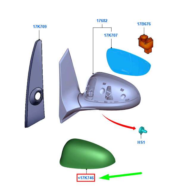 new ford focus mk2 front right door mirror cover 1673449 original