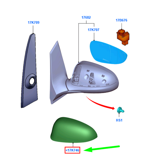 new ford focus mk2 front right door mirror cover 1673449 original