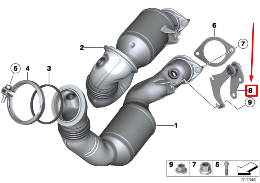 NEW BMW 1 E82 CATALYTIC CONVERTER NEAR ENGINE HOLDER 18207553609 7553609