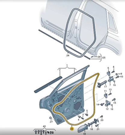 NEW AUDI Q3 F3 REAR LEFT DOOR OUTER SEALING RUBBER 83F839911A