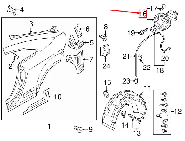 NEW AUDI TT FV MK3 REAR FUEL TANK FILLER DOOR 8S0809857E3Q7 ORIGINAL