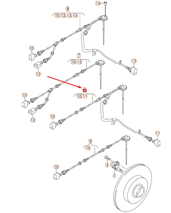 NEW VW GOLF MK6 REAR LEFT SPEED SENSOR WIRING HARNESS 1K0927904AS
