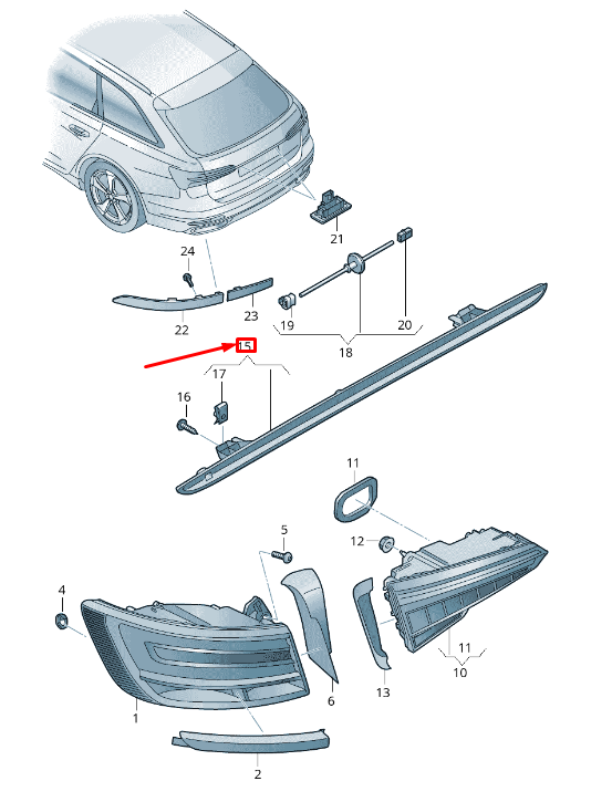 new audi a6 c8 rear center high mount stop light 4k9945097 original