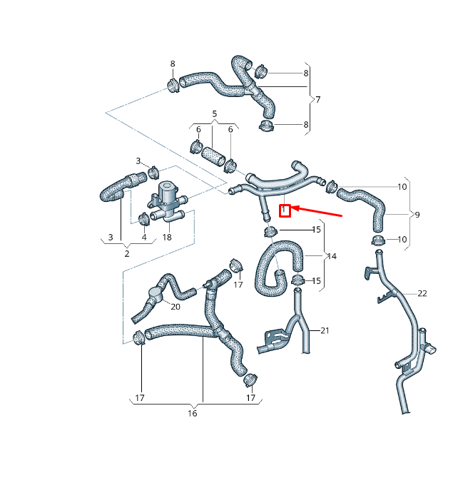 new vw transporter vi t6 coolant pipe 7e0121065bl original
