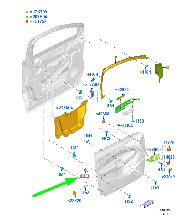 new ford kuga c520 mk2 front door trim panel clip w715339-s300 5090949 original