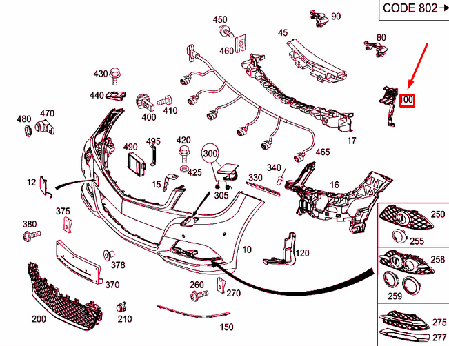NEW MERCEDES-BENZ C W204 FRONT BUMPER RIGHT REINFORMCEMENT A2048850416 ORIGINAL