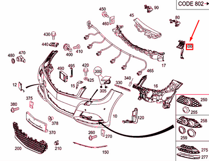 NEW MERCEDES-BENZ C W204 FRONT BUMPER RIGHT REINFORMCEMENT A2048850416 ORIGINAL