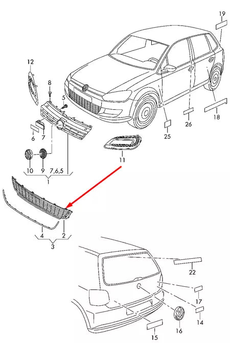 NEW VOLKSWAGEN POLO 6R FRONT BUMPER LOWER GRILLE 6R0853677C9B9