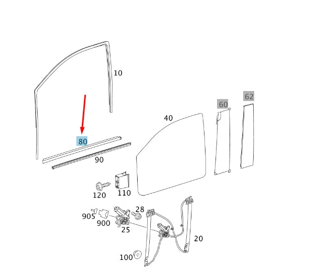 NEW MB VITO W639 FRONT LEFT DOOR WINDOW OUTSIDE SEALING RAIL A6397200424