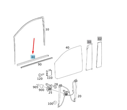 NEW MB VITO W639 FRONT LEFT DOOR WINDOW OUTSIDE SEALING RAIL A6397200424