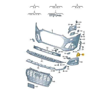 NEW AUDI Q5 FY FRONT BUMPER RIGHT TRIM 80A807820