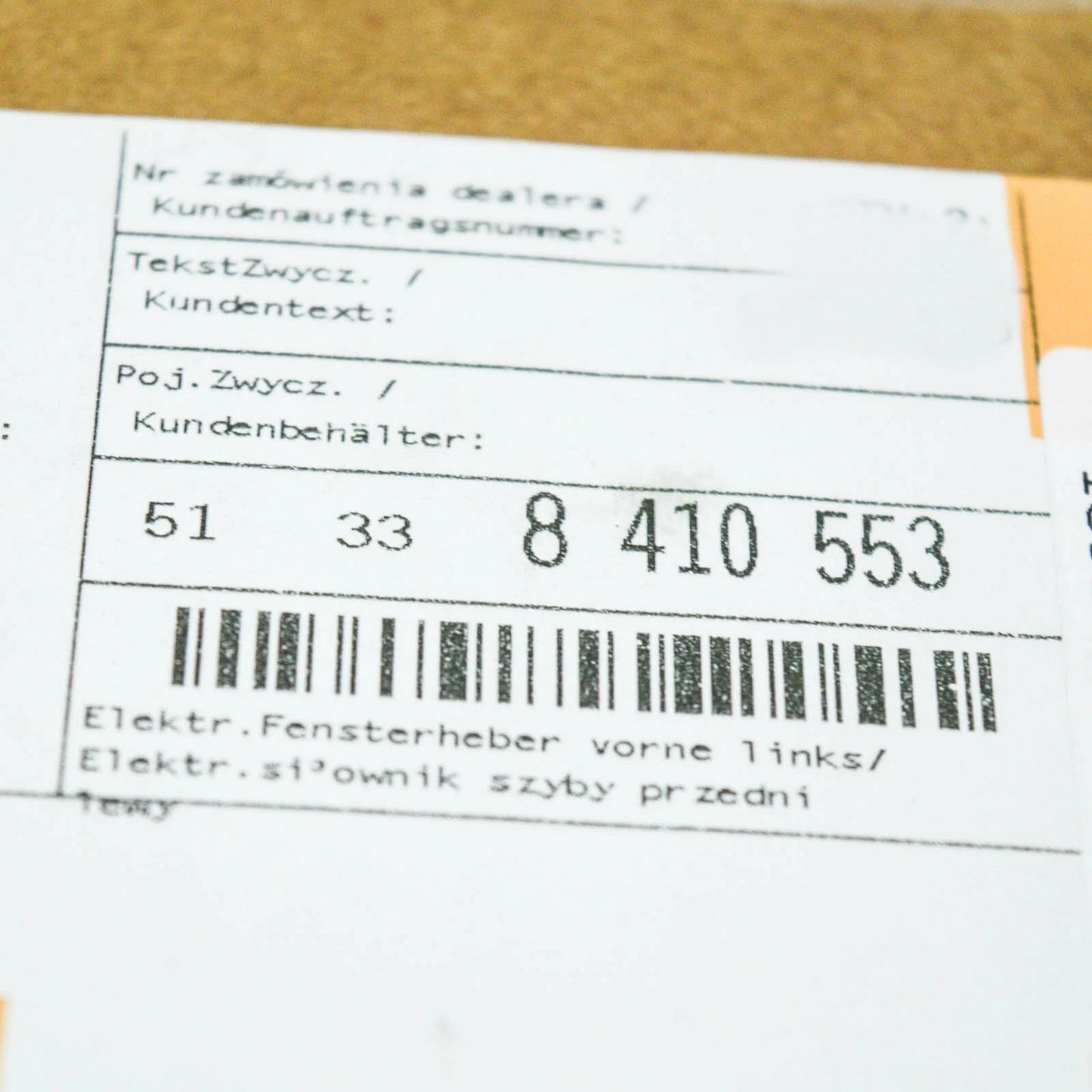 NEW BMW Z3 E36 FRONT LEFT WINDOW REGULATOR 51338410553 8410553 ORIGINAL