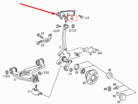 new mercedes-benz s-class w140 front right upper control arm a1403307707