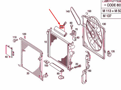 NEW MERCEDES-BENZ CL C215 RADIATOR TOP BOOT A2205050186 ORIGINAL