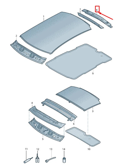 NEW AUDI Q2 GA UPPER REAR ROOF FRAME 81A817566A
