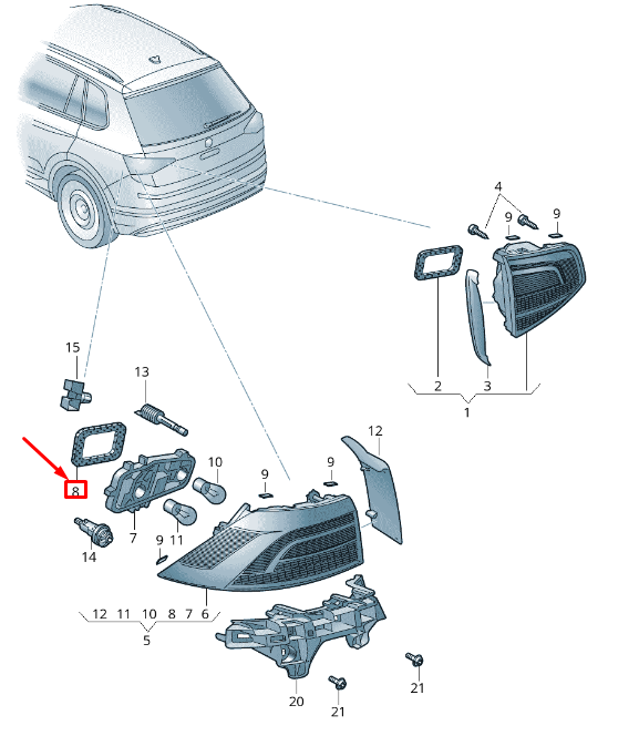 new skoda karoq nu rear tail light gasket 57a945191 original