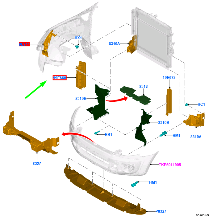 new ford ranger t6 mk1 right air deflector lb3b-19e670-ba 2517159 original