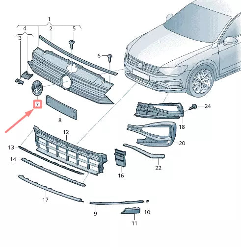 NEW VOLKSWAGEN PASSAT B8 3G FRONT RADIATOR GRILLE BADGE 3G0853600DPJ ORIGINAL