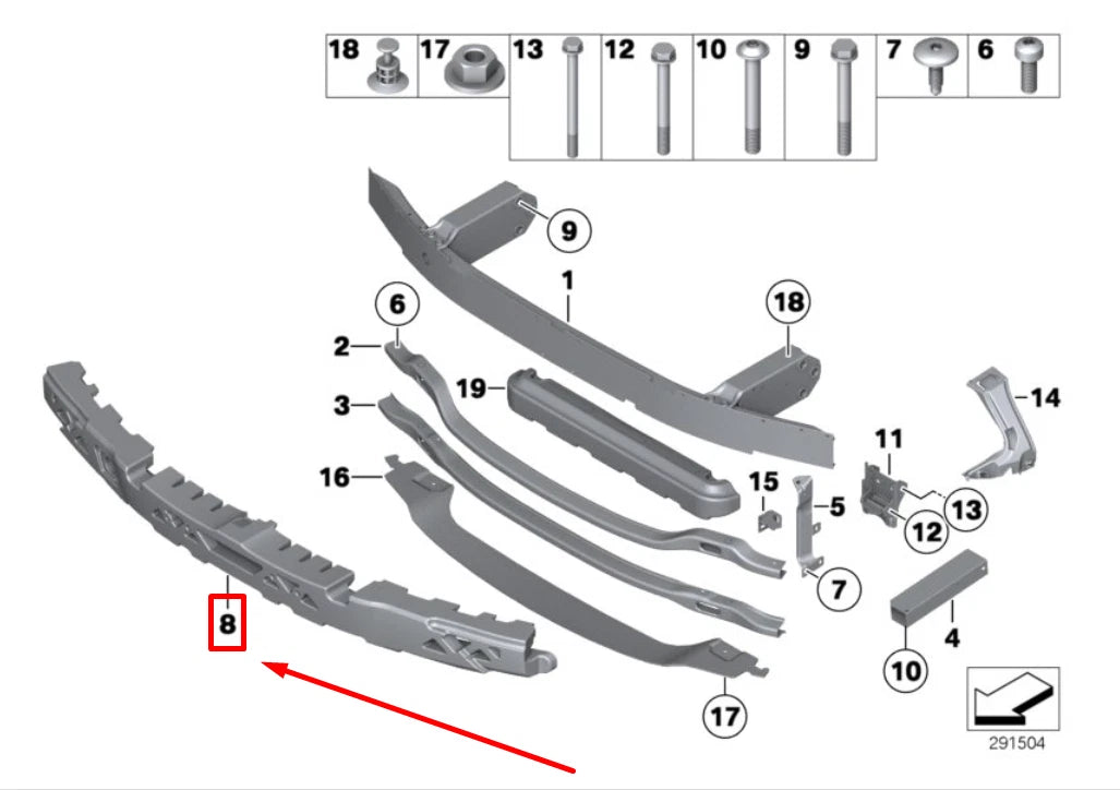 NEW BMW 5 F10 FRONT BUMPER IMPACT ABSORBER 51117903993 7903993 ORIGINAL