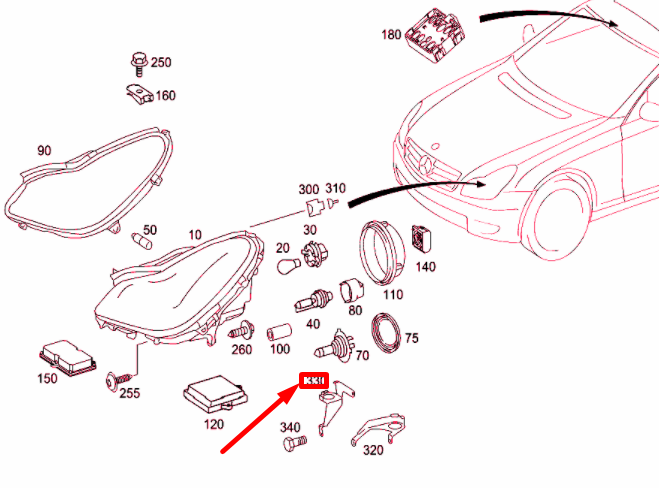 NEW MERCEDES-BENZ CLS C219 RIGHT LIGHTING UNIT BRACKET A2198290414 ORIGINAL