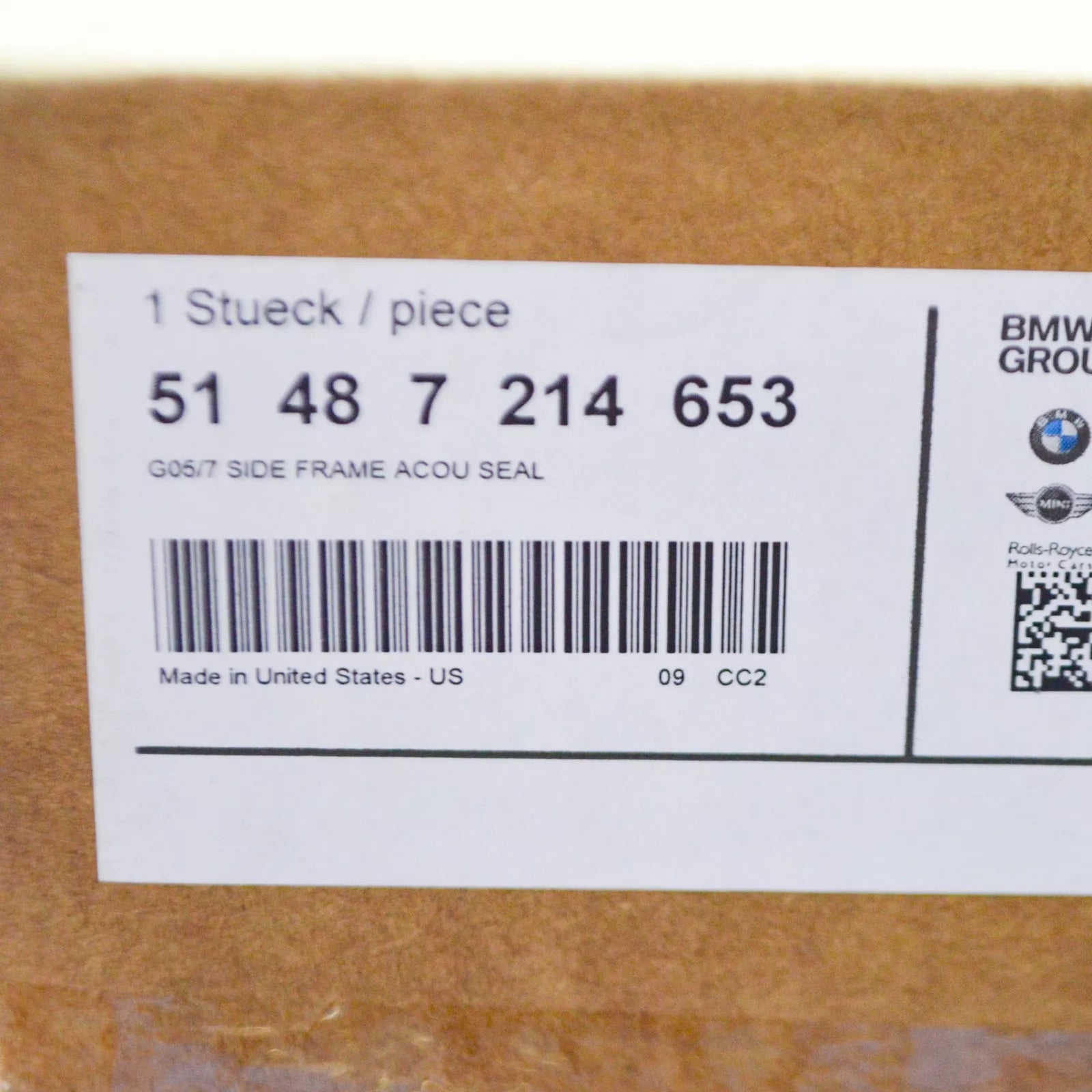 NEW BMW X5 G05 REAR LEFT SIDE PANEL SEALING 51487214653 7214653 ORIGINAL