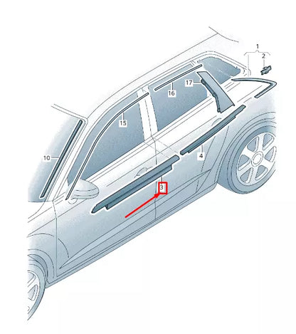 NEW AUDI A3 SPORTBACK 8V FRONT LEFT DOOR BELT MOLDING 8V5853283AT94 ORIGINAL