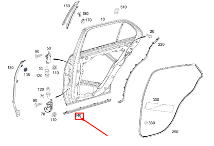 new mercedes-benz gls x167 rear right lower door cover strip a1676981400