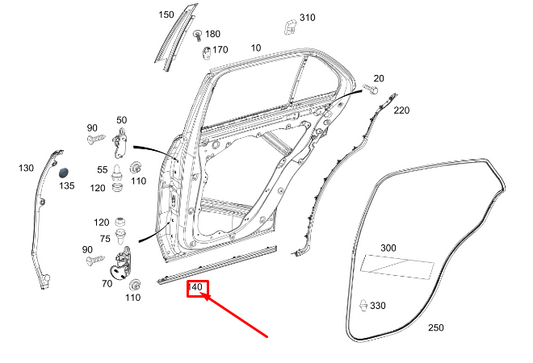 new mercedes-benz gls x167 rear right lower door cover strip a1676981400
