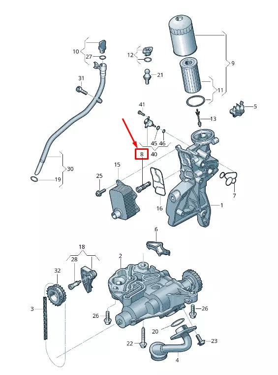 NEW AUDI Q7 4M ENGINE OIL COOLER VALVE 06K103208D ORIGINAL