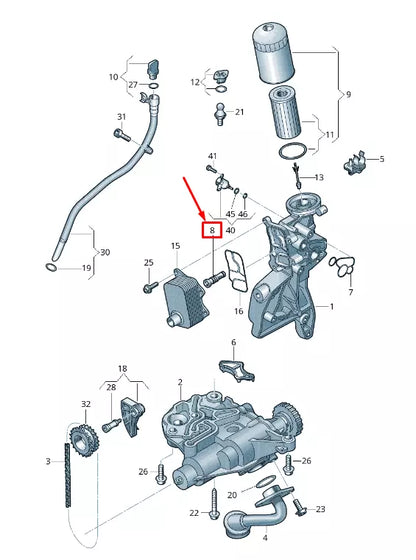 NEW AUDI Q7 4M ENGINE OIL COOLER VALVE 06K103208D ORIGINAL