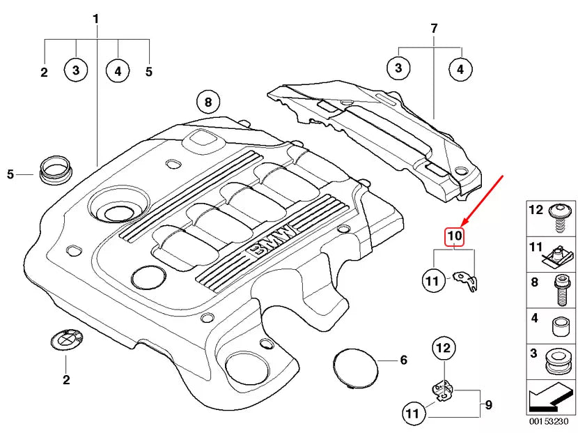 NEW BMW 3 E90 ENGINE ACOUSTIC COVER BRACKET 11147807251 7807251 ORIGINAL