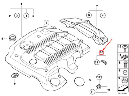 NEW BMW 3 E90 ENGINE ACOUSTIC COVER BRACKET 11147807251 7807251 ORIGINAL