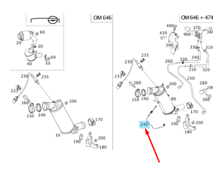 NEW MERCEDES-BENZ C W204 EXHAUST SYSTEM TEMPERATURE SENSOR A0019053000 ORIGINAL