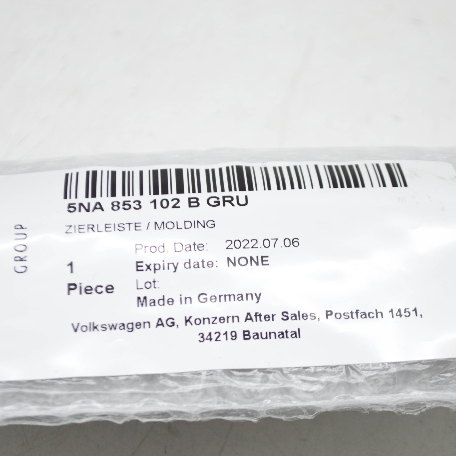 NEW VOLKSWAGEN TIGUAN AD FRONT RIGHT BUMPER MOLDING 5NA853102BGRU ORIGINAL