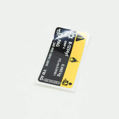 NEW VOLKSWAGEN ARTEON 3H7 REFRIGERANT AC TYPE PLATE LABEL 5QF010008A ORIGINAL