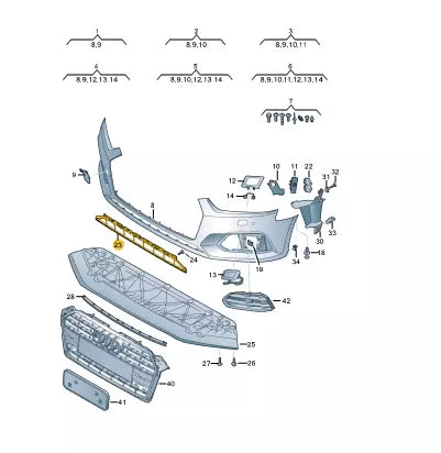 NEW AUDI A5 F5 FRONT LOWER GRILL 8W68076839B9 8W6807683 9B9