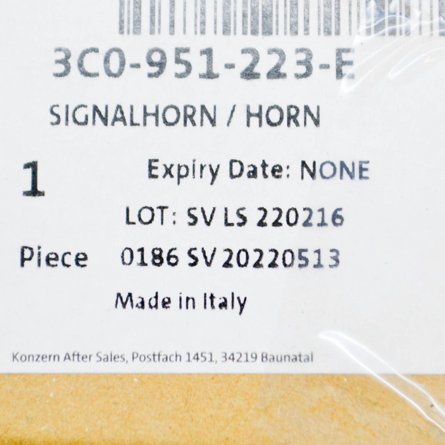 NEW VOLKSWAGEN EOS HIGH TONE FANFARE 3C0951223E ORIGINAL