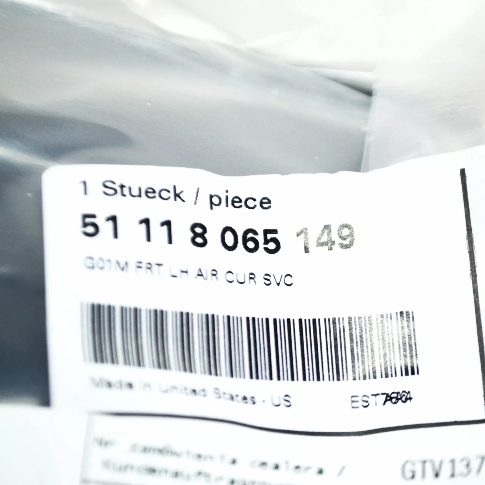 NEW BMW X3 G01 FRONT M BUMPER LEFT SIDE AIR CURTAIN 51118065149 ORIGINAL